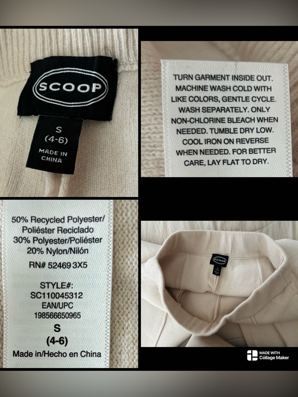 SCOOP WMNS BEIGE BARREL LEG | PULL-ON Knit Bottoms | SM 4/6 | NWOT |